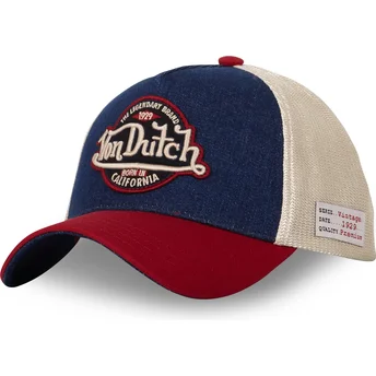 Von Dutch Bukket Kant VINT05 Blå, Beige og Rød Snapback Kasket