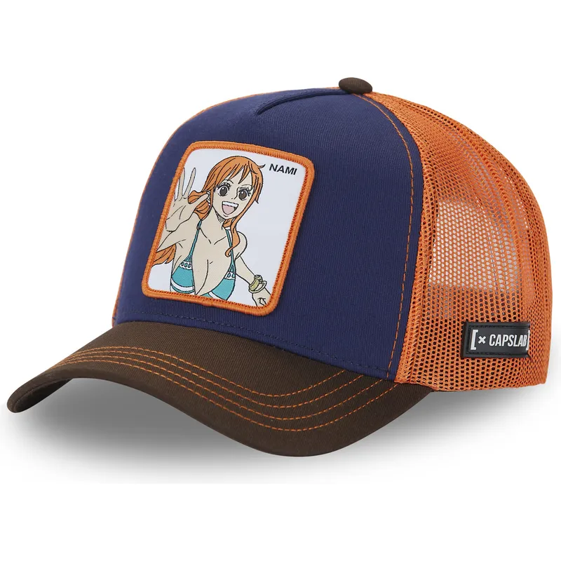 trucker-kasket-marinebla-og-orange-nami-op4-nam-one-piece-fra-capslab