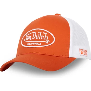 Von Dutch LOF B17 Orange og Hvid Justerbar Trucker Hat