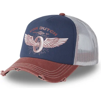 Blå og brun trucker-kasket CREW19 fra Von Dutch