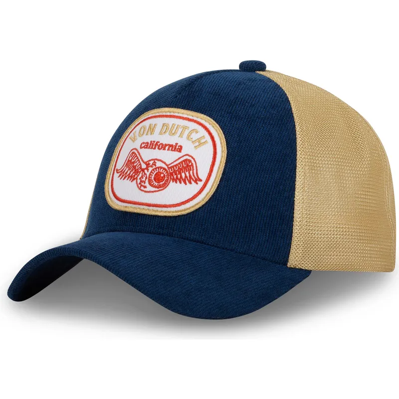 trucker-kasket-marinebla-og-beige-blu-ct-fra-von-dutch