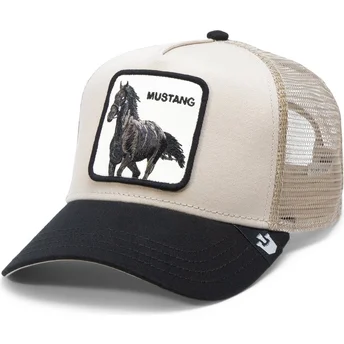 goorin-bros-the-farm-the-mustang-beige-og-sort-trucker-kasket-med-hest