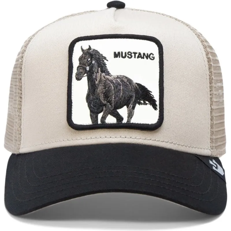beige-og-sort-trucker-kasket-hest-the-mustang-the-farm-fra-goorin-bros