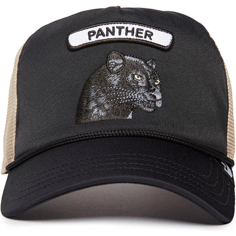 trucker-kasket-sort-og-beige-panter-gb2-black-panther-the-rocker-the-farm-fra-goorin-bros