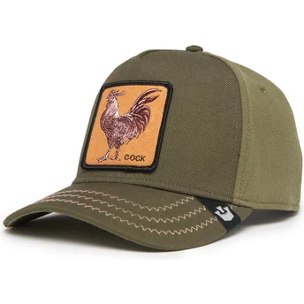 Grøn buet snapback kasket med hane, Cock Field 100 All Season Uld fra Goorin Bros. Farm