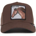 brun-buet-snapback-kasket-med-hest-dark-horse-field-100-all-season-wool-the-farm-fra-goorin-bros