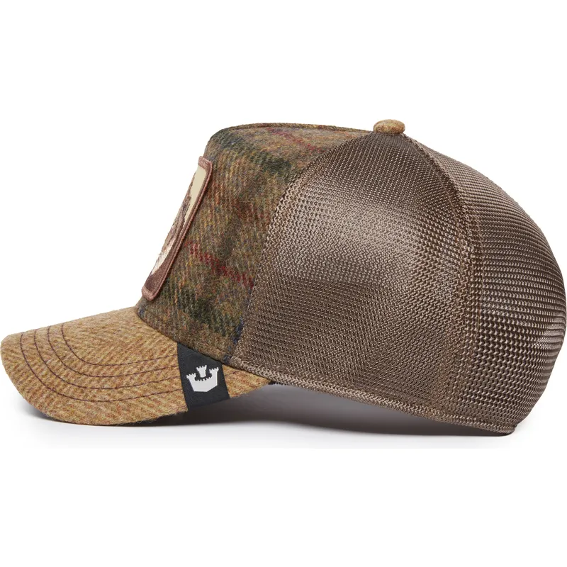 trucker-kasket-brun-love-king-moon-lion-uk-plaid-the-farm-fra-goorin-bros