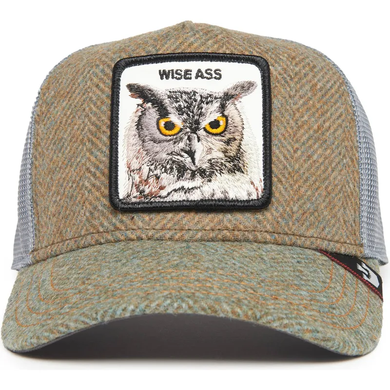 trucker-kasket-multifarvet-ugle-wise-ass-moon-owl-uk-plaid-the-farm-fra-goorin-bros
