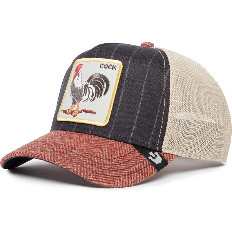 trucker-kasket-multifarvet-hane-cock-moon-rooster-uk-plaid-the-farm-fra-goorin-bros