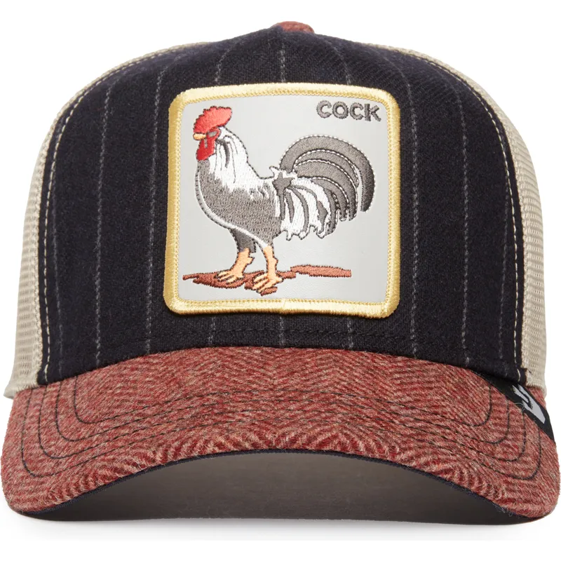 trucker-kasket-multifarvet-hane-cock-moon-rooster-uk-plaid-the-farm-fra-goorin-bros