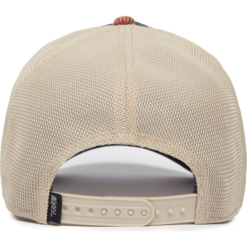 trucker-kasket-multifarvet-hane-cock-moon-rooster-uk-plaid-the-farm-fra-goorin-bros