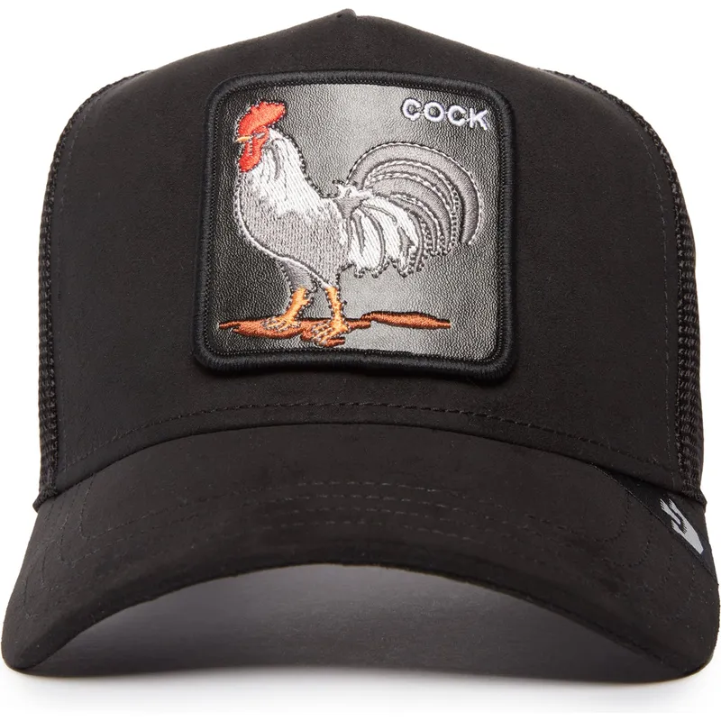 trucker-kasket-sort-hane-cock-the-suede-rooster-blacked-out-the-farm-fra-goorin-bros