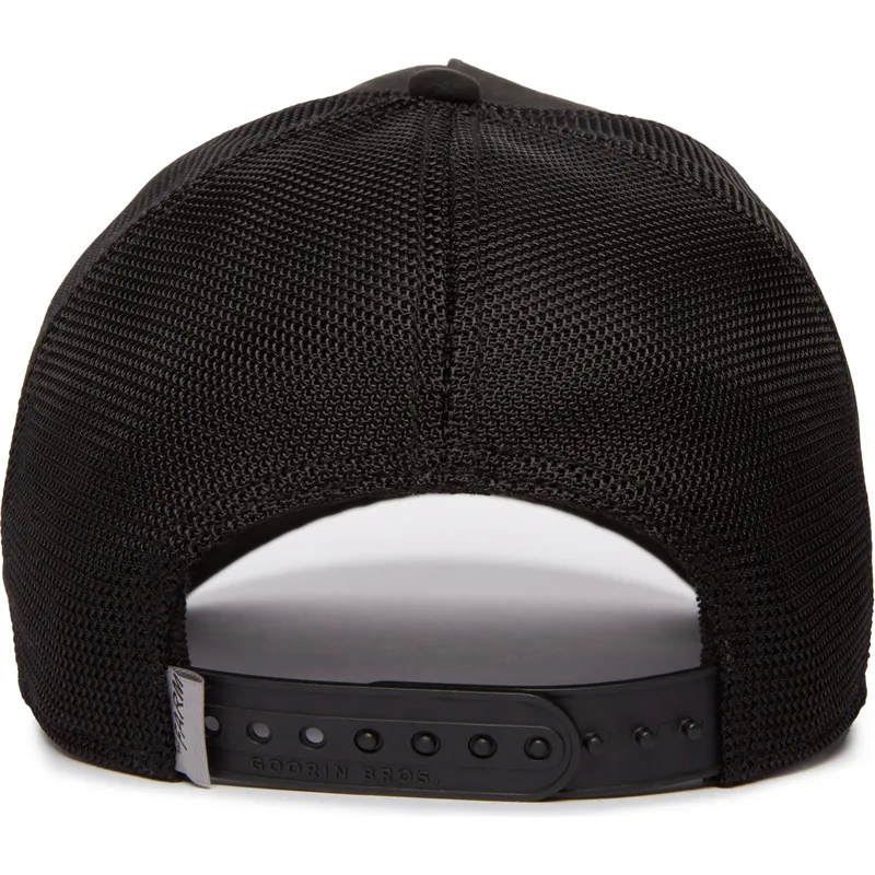 trucker-kasket-sort-hane-cock-the-suede-rooster-blacked-out-the-farm-fra-goorin-bros