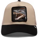 gorra-trucker-beige-og-sort-slange-the-vicious-snake-eco-brutalism-the-farm-fra-goorin-bros