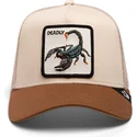 trucker-kasket-beige-og-brun-skorpion-deadly-the-deadliest-scorpion-eco-brutalism-the-farm-fra-goorin-bros