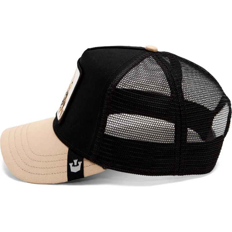 trucker-kasket-sort-og-beige-chihuahua-hund-the-amigo-eco-brutalism-the-farm-fra-goorin-bros