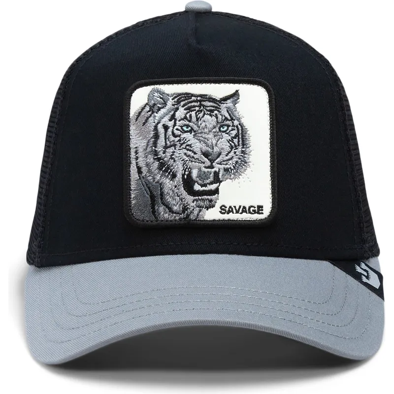 trucker-kasket-sort-og-gra-tiger-the-savage-tiger-big-cats-the-farm-fra-goorin-bros