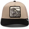 gorra-trucker-beige-og-sort-leopard-menace-the-snow-leopard-big-cats-the-farm-af-goorin-bros