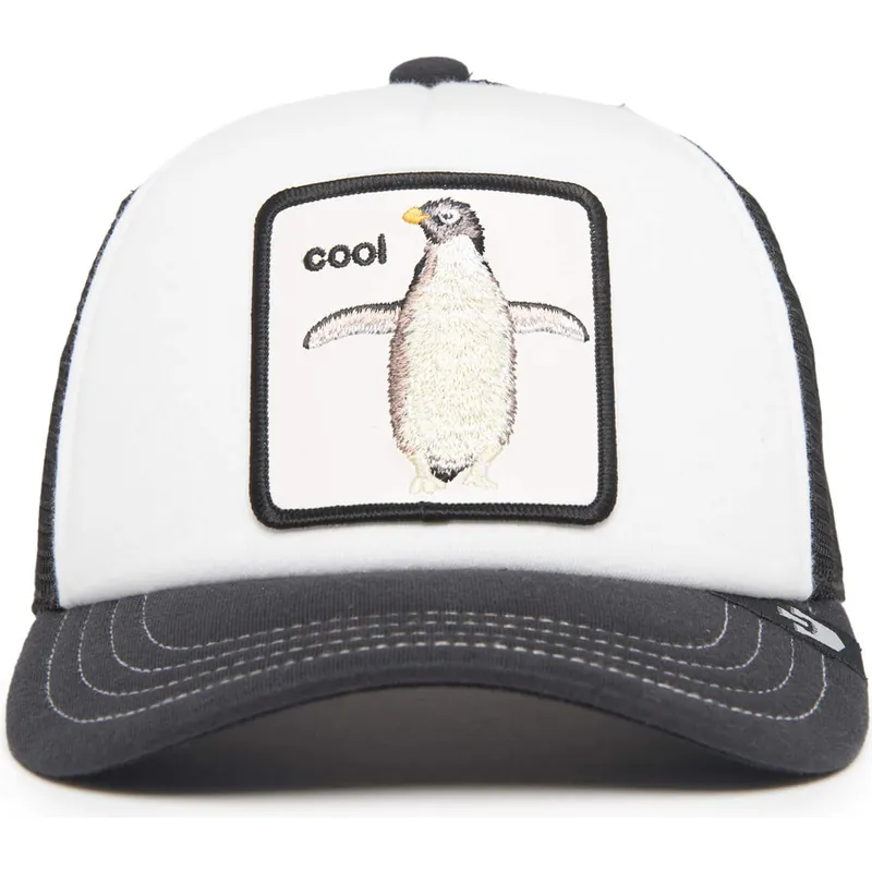 hvid-og-sort-trucker-kasket-til-dreng-pingvin-cool-tuxie-the-farm-fra-goorin-bros