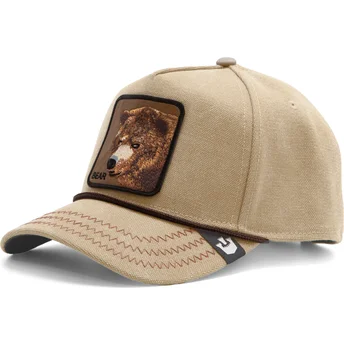 lys-brun-buet-snapback-kasket-med-bjornepatch-bear-bare-duck-canvas-the-farm-fra-goorin-bros