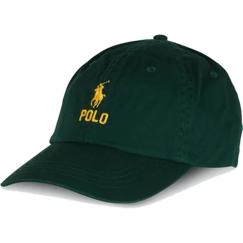 Grøn justerbar krum kasket med gult Classic Sport logo fra Polo Ralph Lauren