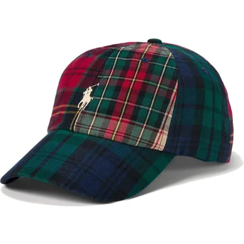 Justerbar multifarvet buet kasket med hvidt logo Classic Sport Plaid fra Polo Ralph Lauren