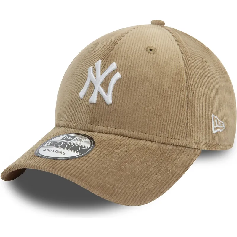 buet-beige-justerbar-9forty-cord-kasket-af-new-york-yankees-mlb-fra-new-era