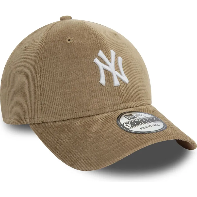 buet-beige-justerbar-9forty-cord-kasket-af-new-york-yankees-mlb-fra-new-era