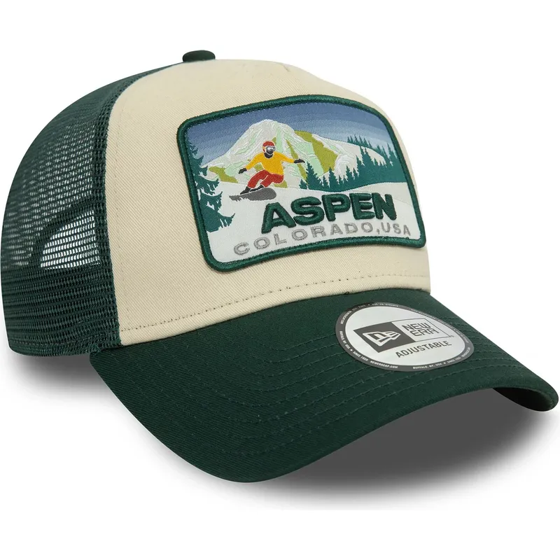 gron-trucker-kasket-a-frame-ski-patch-fra-aspen-byer-og-strande-fra-new-era
