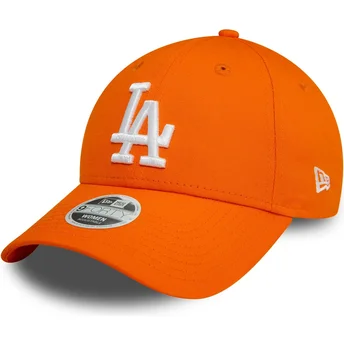 Justerbar orange kurvet kasket til kvinder 9FORTY League Essential fra Los Angeles Dodgers MLB af New Era