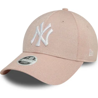 Justerbar lyserød kurvet kasket til kvinder 9FORTY Glitter fra New York Yankees MLB af New Era