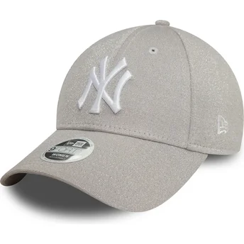 Justerbar grå krummet kasket til kvinder 9FORTY Glitter fra New York Yankees MLB af New Era