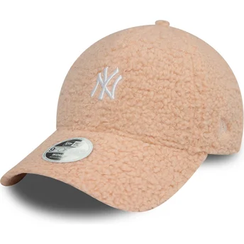 New Era New York Yankees MLB 9FORTY Borg justerbar pink kvindekasket med buet skygge