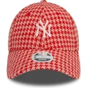 new-era-new-york-yankees-mlb-9forty-houndstooth-justerbar-lyserod-kvindekasket