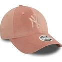new-era-new-york-yankees-mlb-9forty-velour-diamante-justerbar-rosa-kvindekasket-med-buet-skygge