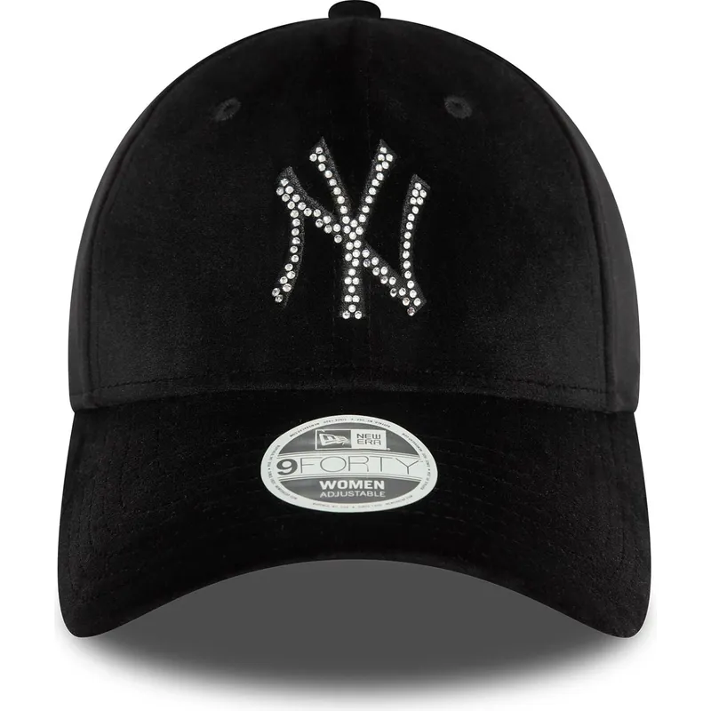 buet-sort-justerbar-kasket-til-kvinder-9forty-velour-diamante-fra-new-york-yankees-mlb-fra-new-era