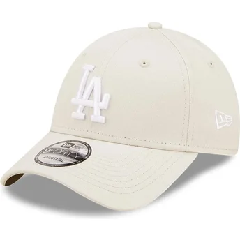Beige justerbar 9FORTY League Essential kasket med buet skygge fra Los Angeles Dodgers MLB fra New Era