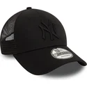 new-york-yankees-mlb-9forty-home-field-sort-justerbar-truckerkasket-med-sort-logo-fra-new-era
