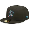 sort-justerbar-59fifty-ac-perf-fladskygget-kasket-fra-miami-marlins-mlb-fra-new-era