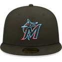 sort-justerbar-59fifty-ac-perf-fladskygget-kasket-fra-miami-marlins-mlb-fra-new-era