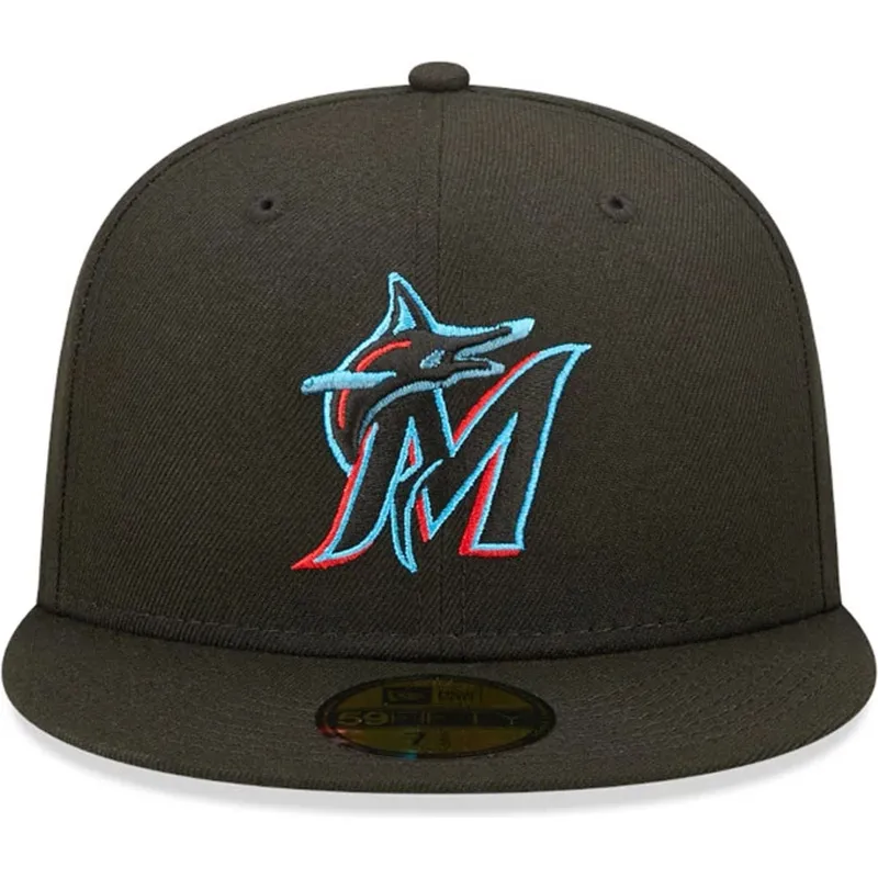sort-fitted-59fifty-ac-perf-kasket-fra-miami-marlins-mlb-af-new-era