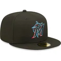 sort-justerbar-59fifty-ac-perf-fladskygget-kasket-fra-miami-marlins-mlb-fra-new-era