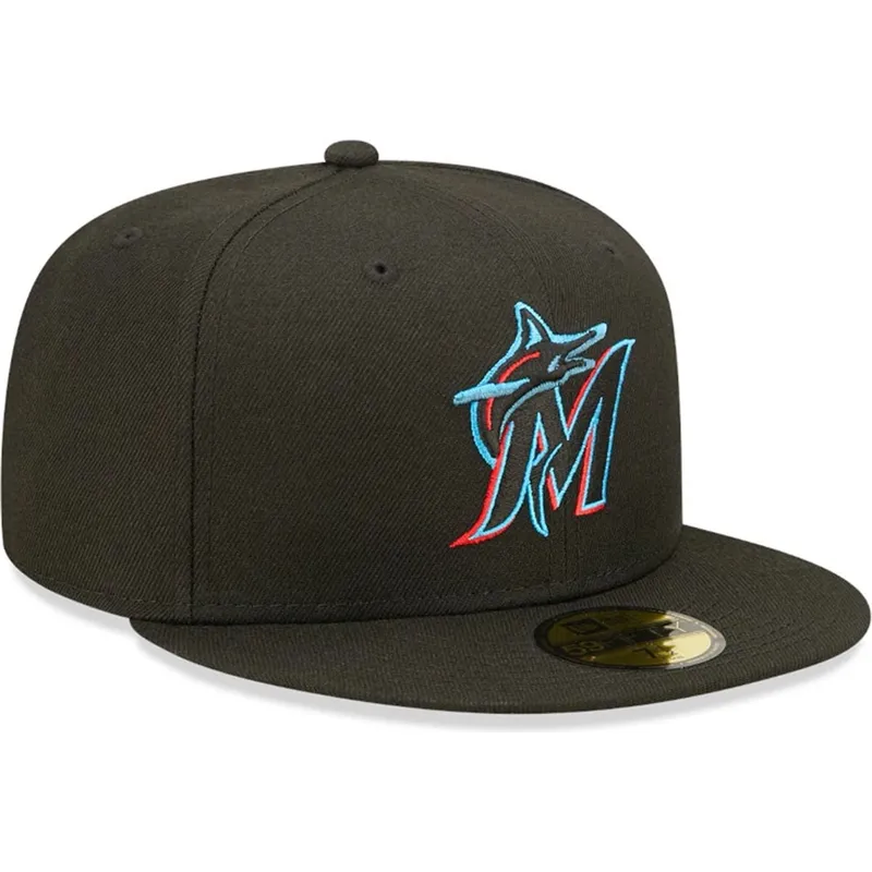 sort-fitted-59fifty-ac-perf-kasket-fra-miami-marlins-mlb-af-new-era