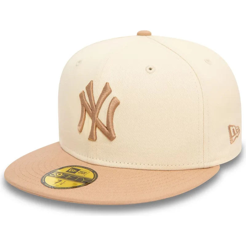 beige-og-brun-justerbar-59fifty-side-patch-kasket-fra-new-york-yankees-mlb-af-new-era