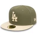 los-angeles-dodgers-mlb-new-era-59fifty-side-patch-justerbar-flad-gron-og-beige-kasket