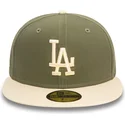 gorra-plana-verde-y-beige-ajustada-59fifty-side-patch-de-los-angeles-dodgers-mlb-de-new-era