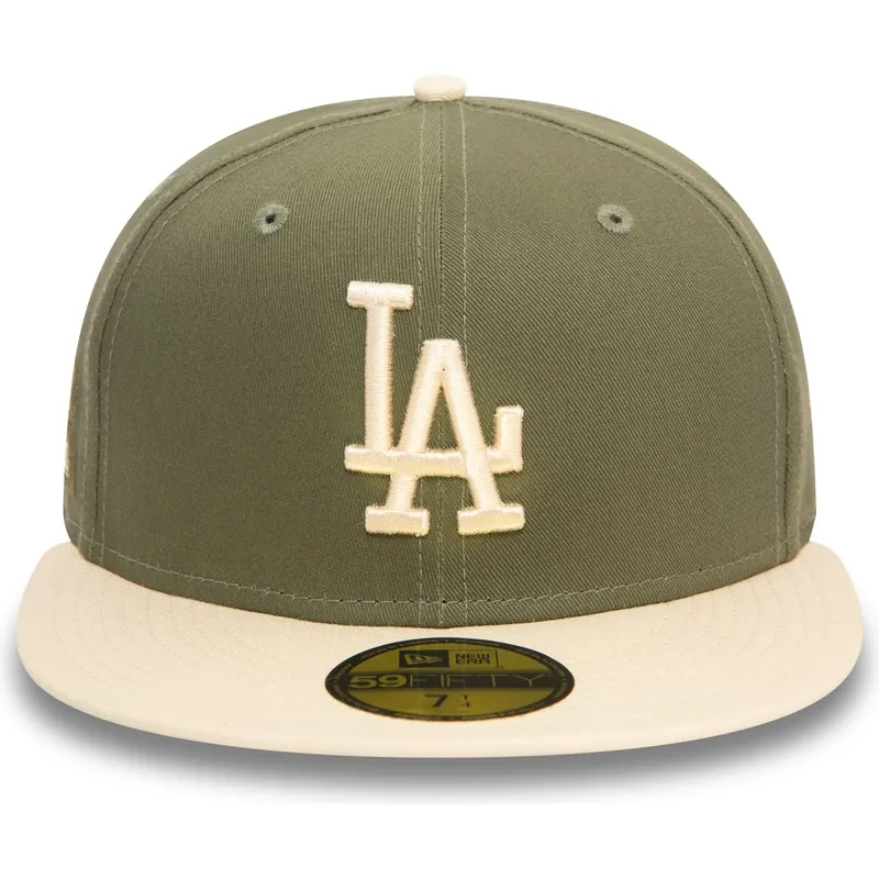 los-angeles-dodgers-mlb-new-era-59fifty-side-patch-justerbar-flad-gron-og-beige-kasket