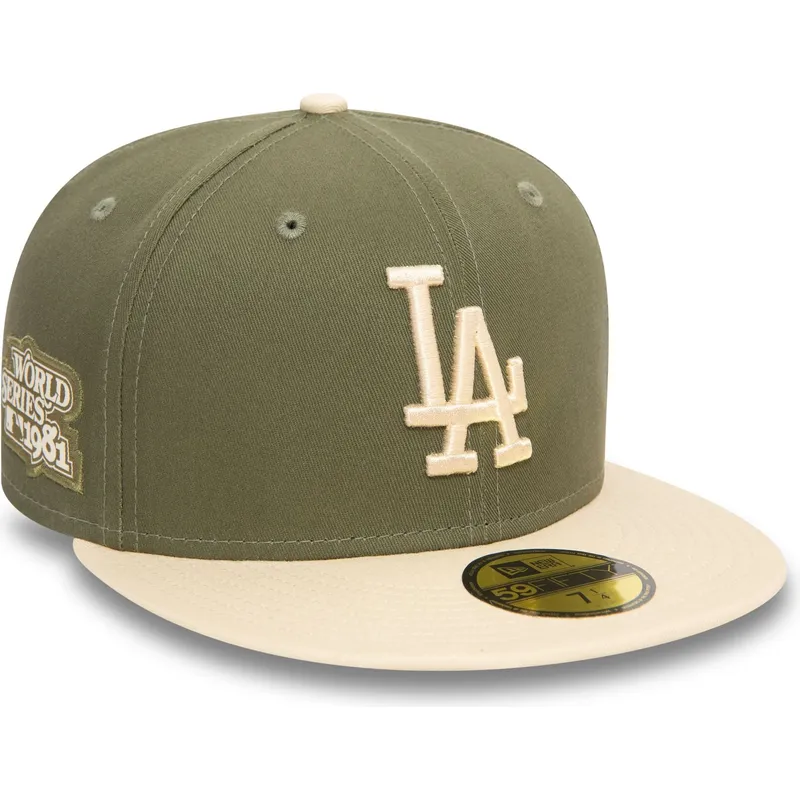 los-angeles-dodgers-mlb-new-era-59fifty-side-patch-justerbar-flad-gron-og-beige-kasket