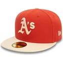 kasketter-flad-orange-tilpasset-59fifty-side-patch-fra-oakland-athletics-mlb-af-new-era