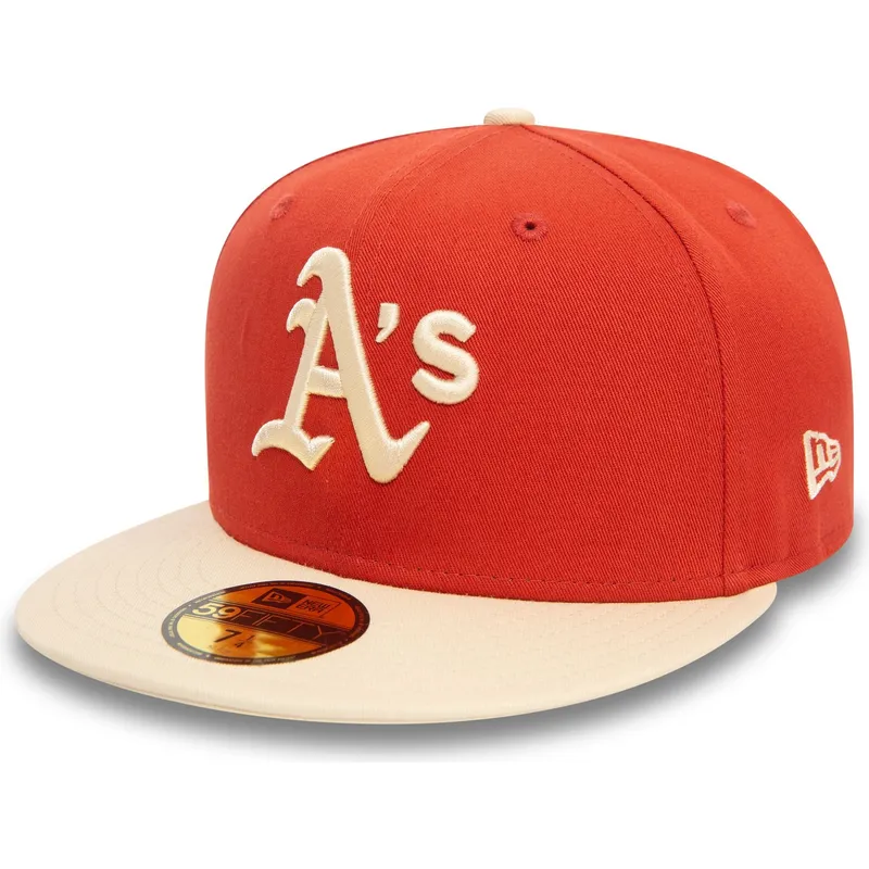 kasketter-flad-orange-tilpasset-59fifty-side-patch-fra-oakland-athletics-mlb-af-new-era kasketter-flad-orange-tilpasset-59fifty-side-patch-fra-oakland-athletics-mlb-af-new-era